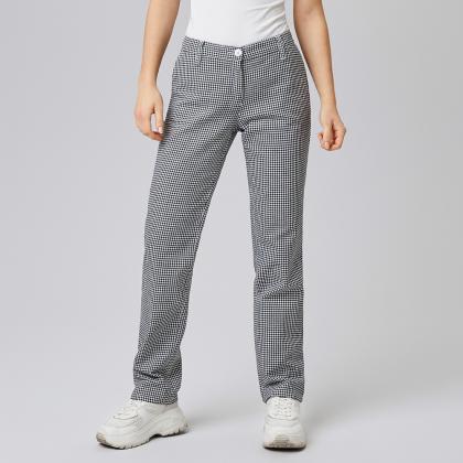 Kochhose Damen Pepita schwarz/weiß 5-Pocket-Jeans