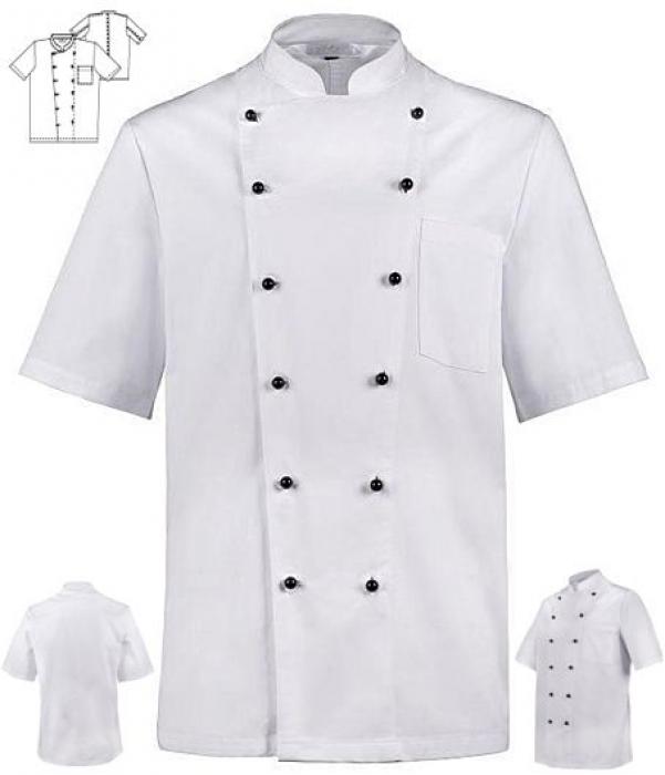 Basic-Kochjacke weiß halbarm aufgenähte Brusttasche